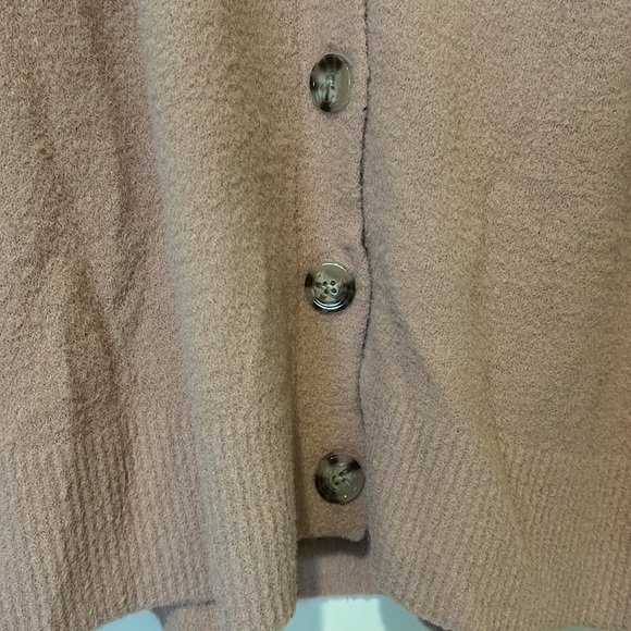 V neck long sleeve fuzzy cardigan sweater - Picture 3 of 4